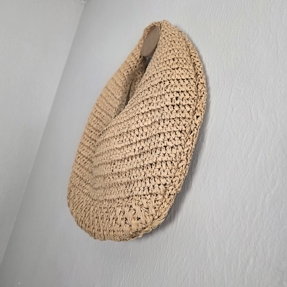 MNG By Mango Tan Round Natural Fiber Woven Shoulder Bag - Picture 3 of 10